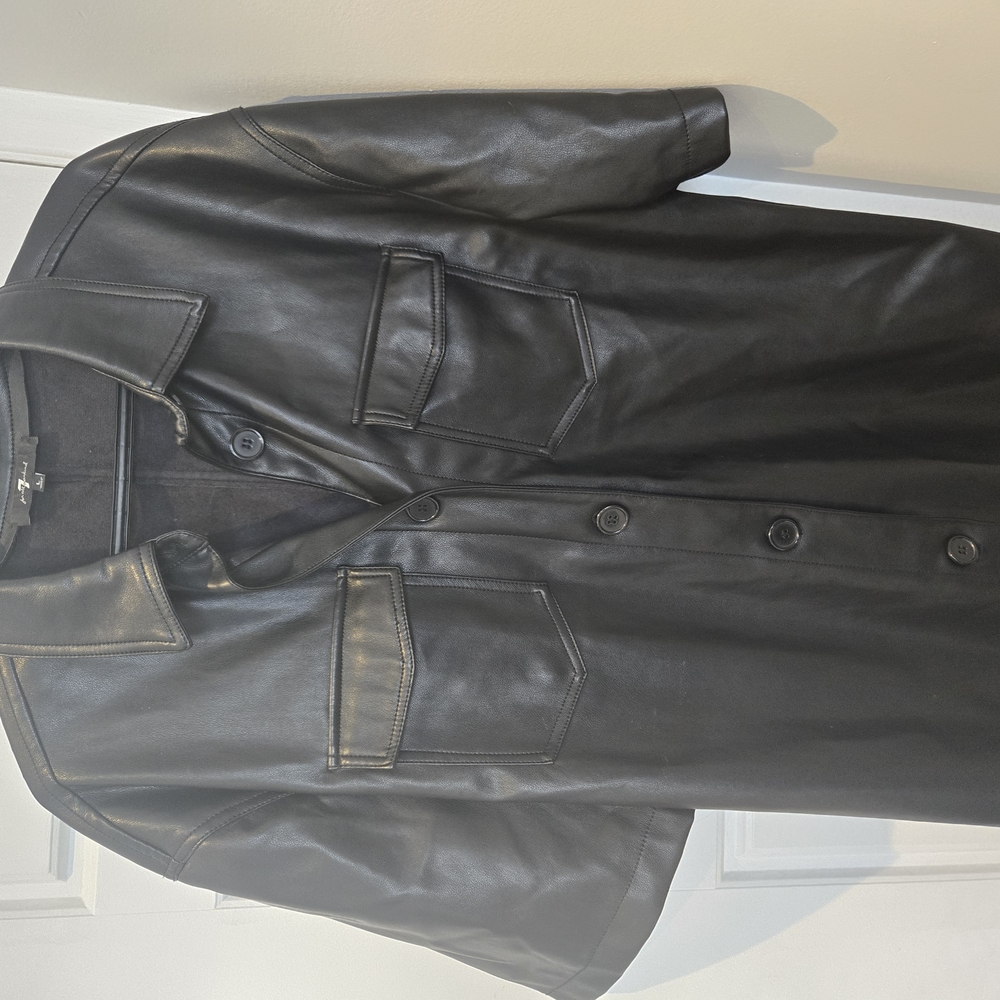 Black Faux Leather Shirt Dress